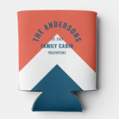 ファミリーキャパーソナライズされたビン名レッドネイビーレトロ 缶クーラー (裏面)