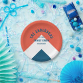 ファミリーキャパーソナライズされたビン名海軍レッドレトロ ペーパープレート (パーティー)