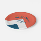 ファミリーキャパーソナライズされたビン名海軍レッドレトロ ペーパープレート (アングル)