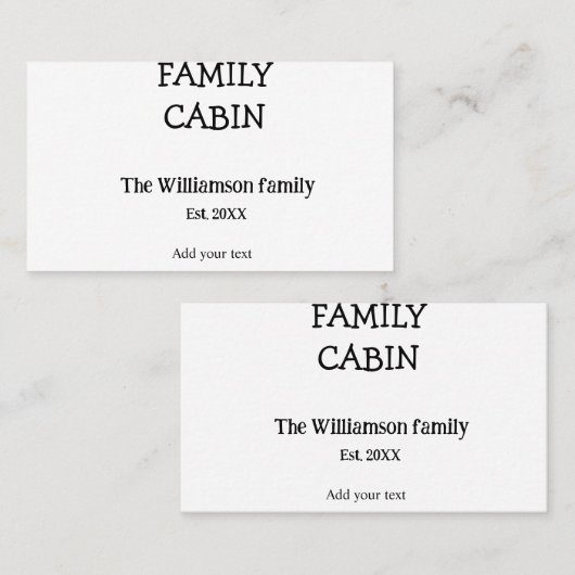 ファミリーキャビンはファミリー名年月日のestを追加。文字 名刺 (正面/裏面)