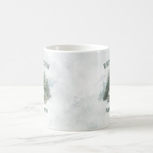 ファミリーキャビンウィンターパインフォレパーソナライズされたスト コーヒーマグカップ (中央)