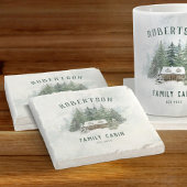 ファミリーキャビンウォーターカラーウィンターパインフォレスト ストーンコースター