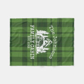 ファミリーキャビングリーンプレイドをテーマにした名パーソナライズされた前 フリースブランケット (正面(横))