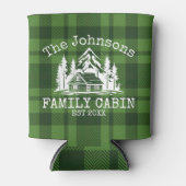 ファミリーキャビングリーンプレイドをテーマにした名パーソナライズされた前 缶クーラー (正面)