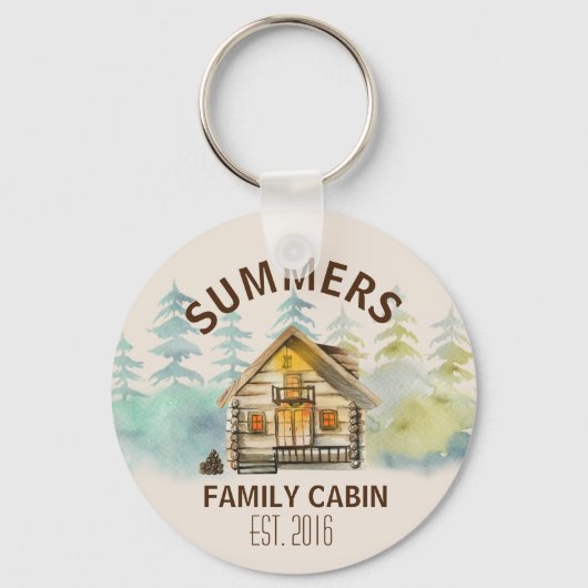 ファミリーキャビンネームウォーターカラーフォレスト キーホルダー (正面)