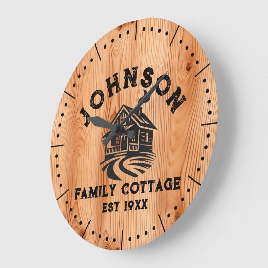 ファミリーキャビンパーソナライズされたシダー木時計 ラージ壁時計 (傾斜)