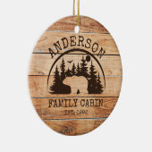ファミリーキャビンパーソナライズされた名素朴木製 セラミックオーナメント (右)