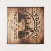ファミリーキャビンパーソナライズされた名素朴木製 タペストリー (正面(横))