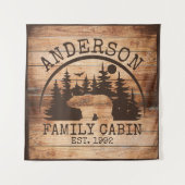 ファミリーキャビンパーソナライズされた名素朴木製 タペストリー (正面)