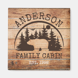 ファミリーキャビンパーソナライズされた名素朴木製 マグネット