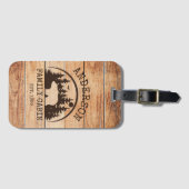 ファミリーキャビンパーソナライズされた名素朴木製 ラゲッジタグ (正面横)