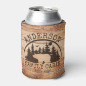 ファミリーキャビンパーソナライズされた名素朴木製 缶クーラー (缶正面)