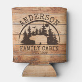ファミリーキャビンパーソナライズされた名素朴木製 缶クーラー (裏面)