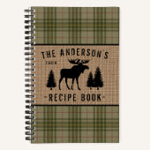 ファミリーキャビンムースツリーズプレイドバーラップミニレシピ ノートブック (正面)