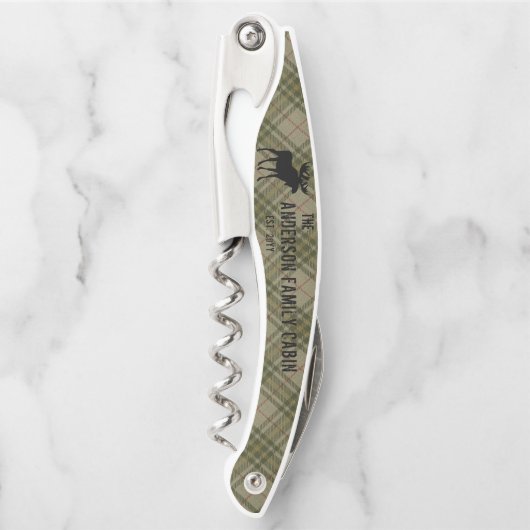 ファミリーキャビンムースパインツリーズセージグリーンプレイド ソムリエナイフ (正面)