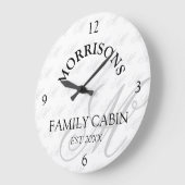 ファミリーキャビンモノグラムパターンラウンドクロック ラージ壁時計 (傾斜)