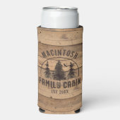 ファミリーキャビン名素朴ウッドパーソナライズされた スリム缶クーラー (Seltzer正面)