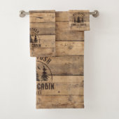 ファミリーキャビン名素朴ウッドパーソナライズされた バスタオルセット (インサイチュ)