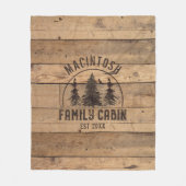 ファミリーキャビン名素朴ウッドパーソナライズされた フリースブランケット (正面)