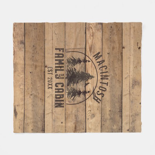 ファミリーキャビン名素朴ウッドパーソナライズされた フリースブランケット (正面(横))