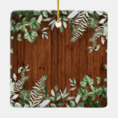 ファミリーキャビン素朴ウッドウォーターカラーアイビーセージシダ セラミックオーナメント (裏面)