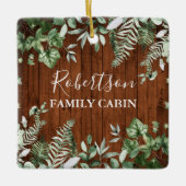 ファミリーキャビン素朴ウッドウォーターカラーアイビーセージシダ セラミックオーナメント (正面)