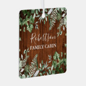 ファミリーキャビン素朴ウッドウォーターカラーアイビーセージシダ メタルオーナメント (正面右)
