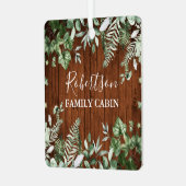 ファミリーキャビン素朴ウッドウォーターカラーアイビーセージシダ メタルオーナメント (正面左)