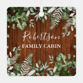 ファミリーキャビン素朴ウッドウォーターカラーアイビーセージシダ メタルオーナメント (正面)