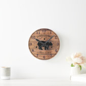ファミリーキャビン素朴ウッドウォールパーソナライズされたクロック ラウンド壁時計 (ホーム)