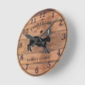 ファミリーキャビン素朴ウッドウォールパーソナライズされたクロック ラウンド壁時計 (傾斜)