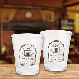 ファミリーキャビン素朴ウッドデコパーソナライズされたール ショットグラス