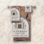 ファミリーキャビン素朴ウッドデコパーソナライズされたール バスタオルセット