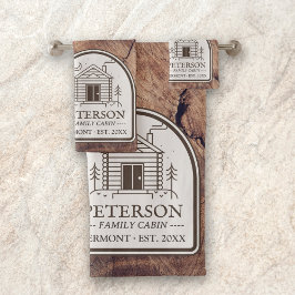 ファミリーキャビン素朴ウッドデコパーソナライズされたール バスタオルセット