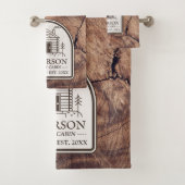 ファミリーキャビン素朴ウッドデコパーソナライズされたール バスタオルセット (インサイチュ)