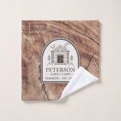 ファミリーキャビン素朴ウッドデコパーソナライズされたール バスタオルセット (ウォッシュタオル)