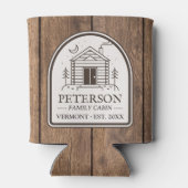 ファミリーキャビン素朴ウッドデコパーソナライズされたール 缶クーラー (裏面)