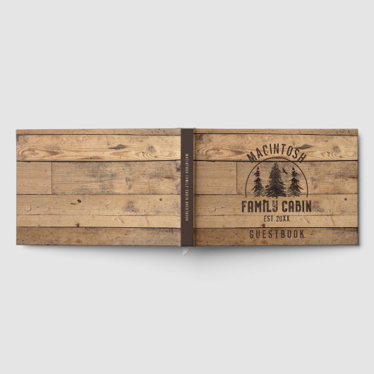 ファミリーキャビン素朴ウッドパーソナライズされた ゲストブック (全面)