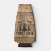 ファミリーキャビン素朴ウッドパーソナライズされた ボトルクーラー (正面)