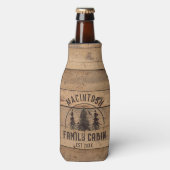ファミリーキャビン素朴ウッドパーソナライズされた ボトルクーラー (ボトル正面)