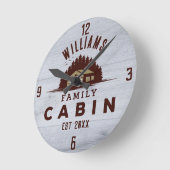 ファミリーキャビン素朴ウッドパーソナライズされた ラウンド壁時計 (傾斜)