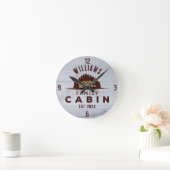 ファミリーキャビン素朴ウッドパーソナライズされた ラウンド壁時計 (ホーム)