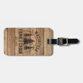 ファミリーキャビン素朴ウッドパーソナライズされた ラゲッジタグ (正面横)
