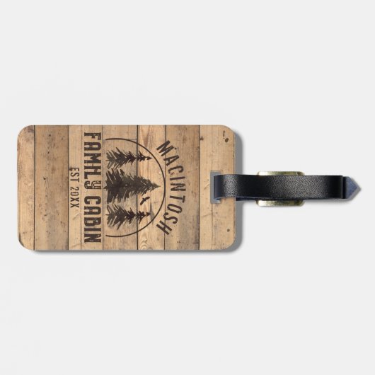 ファミリーキャビン素朴ウッドパーソナライズされた ラゲッジタグ (裏面横)