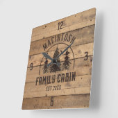 ファミリーキャビン素朴ウッドフォレストツリパーソナライズされたーズ スクエア壁時計 (傾斜)