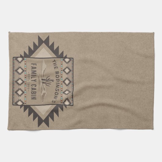 ファミリーキャビン素朴サウスウェスト先住民トバルサボテン キッチンタオル (横)