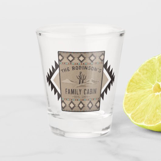 ファミリーキャビン素朴サウスウェスト先住民トバルサボテン ショットグラス (正面)