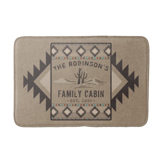ファミリーキャビン素朴サウスウェスト先住民トバルサボテン バスマット (正面)