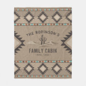 ファミリーキャビン素朴サウスウェスト先住民トバルサボテン フリースブランケット (正面)