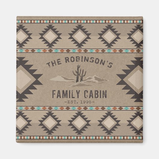 ファミリーキャビン素朴サウスウェスト先住民トバルサボテン マグネット (正面)